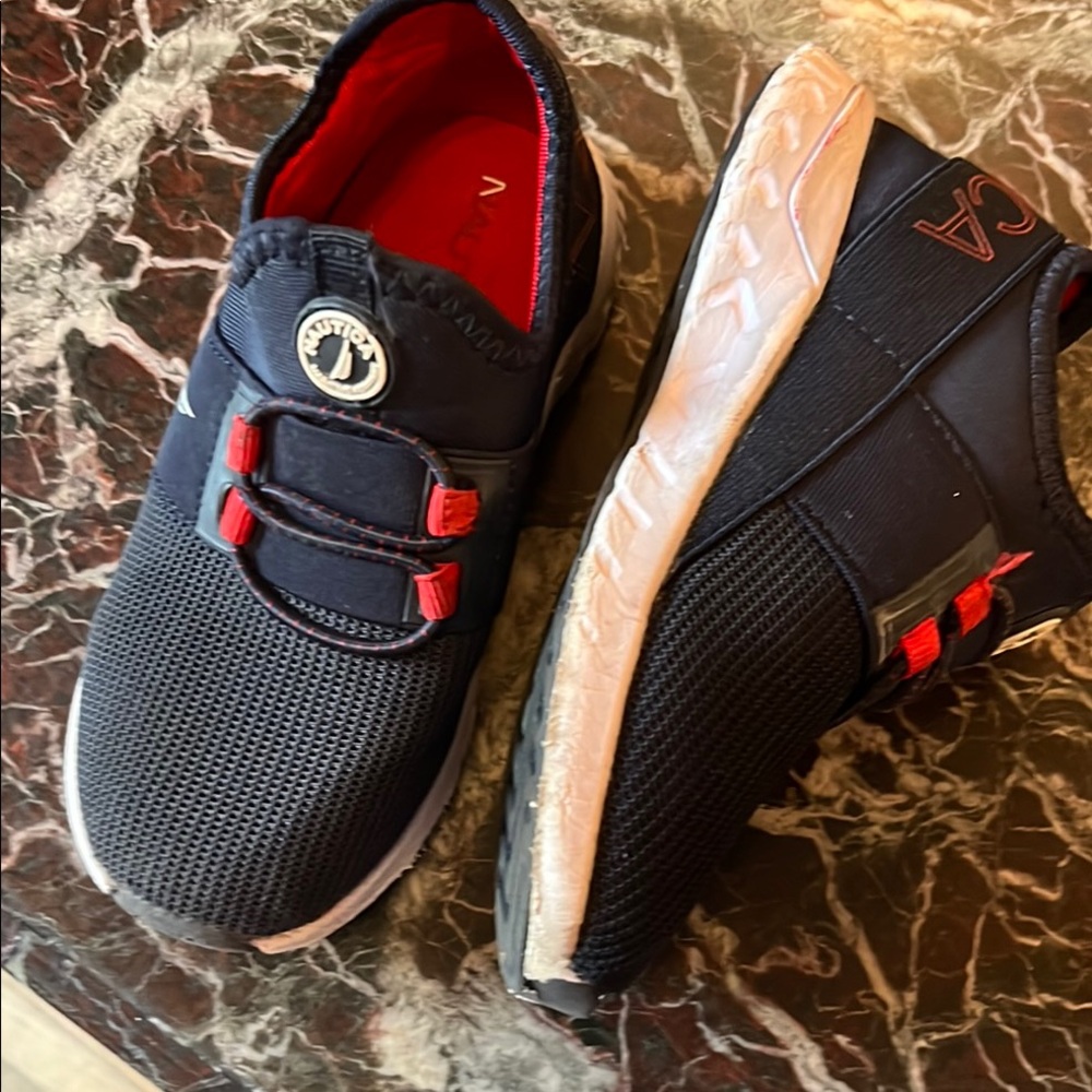 Navy and Red Kids Shoes